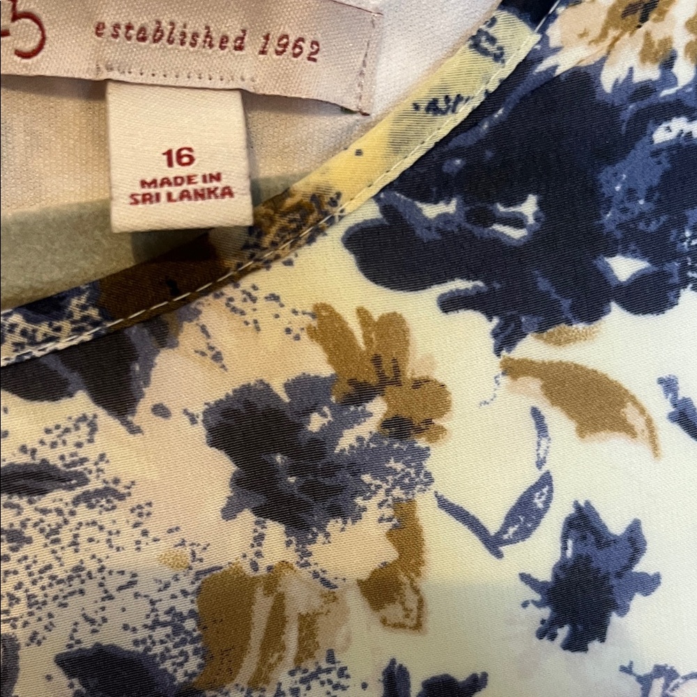 Floral Swing Dress in Navy and Tan - Picture 3 of 3